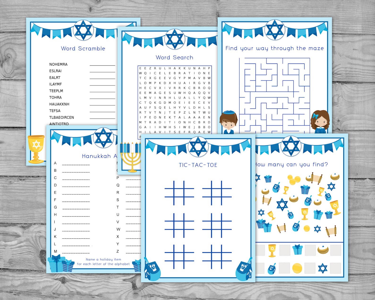 Printable Hanukkah Game Pack, Party Games, Chanukah Printable for Kids