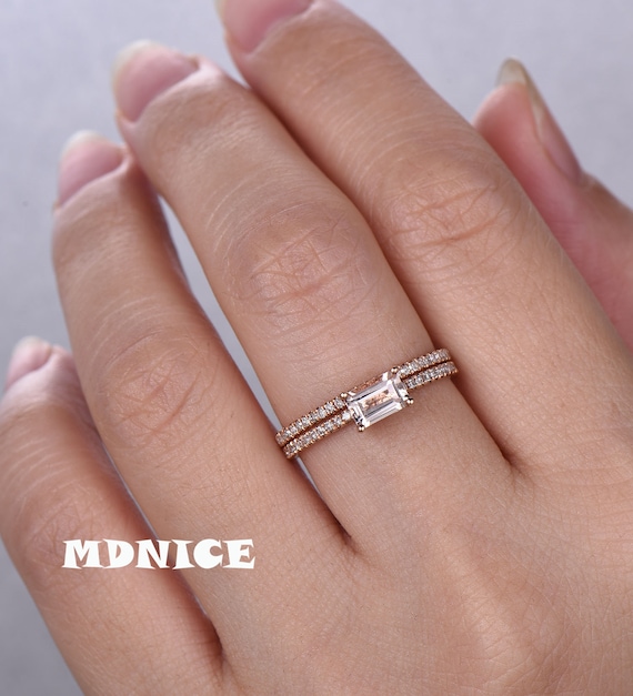 Morganit Ring im Baguette-Schliff Morganit Ring Set 14K Rose - Etsy  Österreich