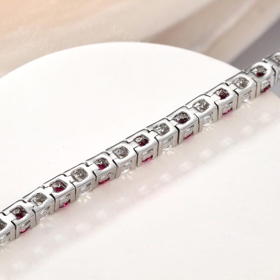 Bracciale tennis vintage in argento sterling con ametista e zirconi cubici - Italia