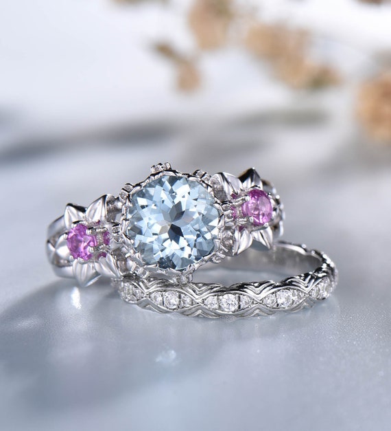 Vintage Aquamarine Engagement Ring March Birthstone Jewelry - Etsy