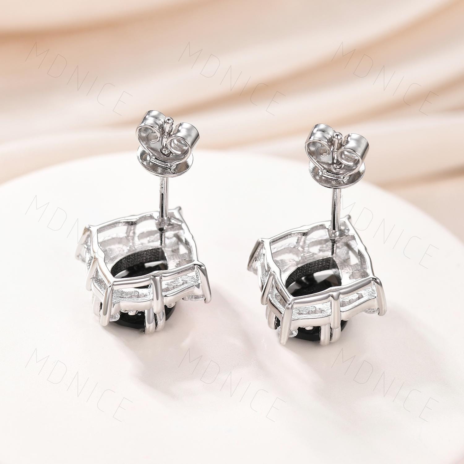 Orecchini Onice Nero A Goccia In Argento Sterling 925, Vintage 11x8mm, Con Scatola Regalo ALTHUM