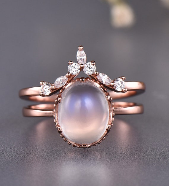 Crown Ring Beautiful Moonstone Ring Sterling Silver Wedding - Etsy