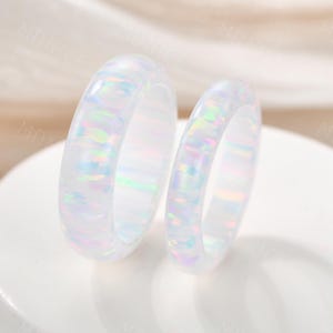 White Fire Opal Eternity Band: Handmade Metal-Free Wedding Ring