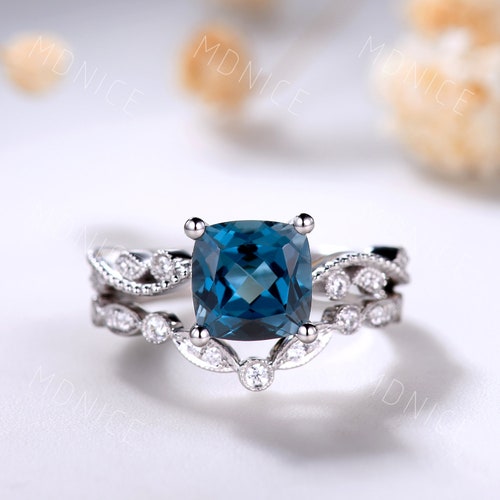 London Blue Topaz Ring Solitaire Ringsterling Silver - Etsy