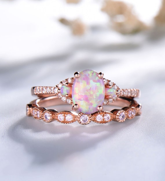 925 Sterling Silver Ring Size US 4 to 15 Opal Rings for Man Natural Pink Opal Gemstone Ring Birthday Gift Band Anniversary Band Rings