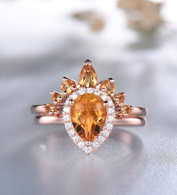 Citrine clearance teardrop ring