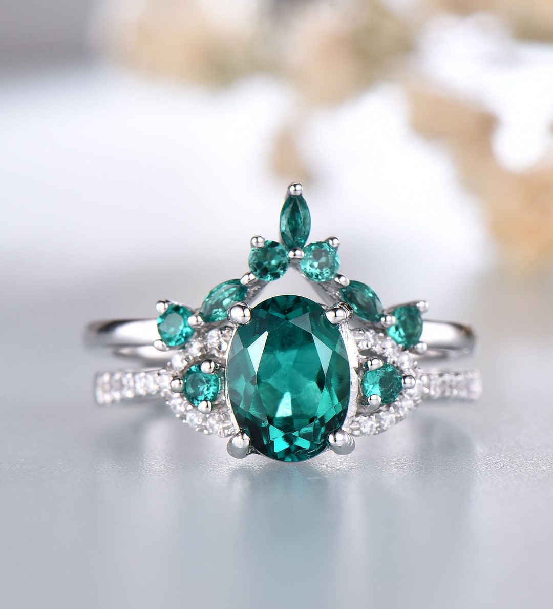 Emerald Ring Women Fashion Emerald Jewelry Ring Sterling - Etsy