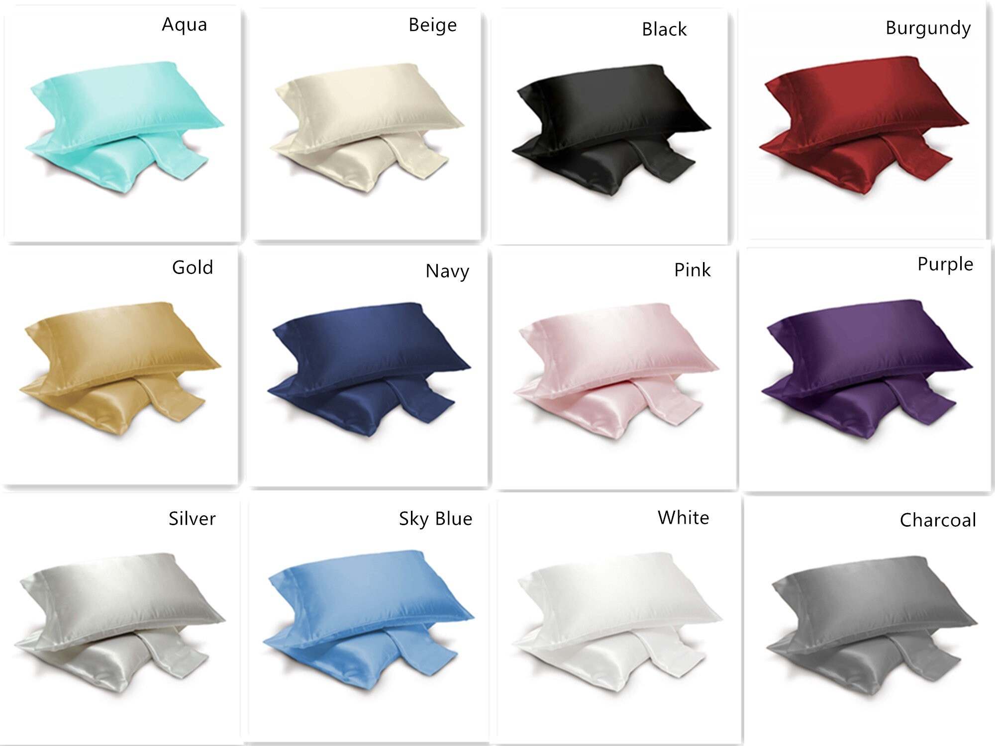 Silky Soft Zippered Satin Pillowcases 12 Colors Available Etsy UK