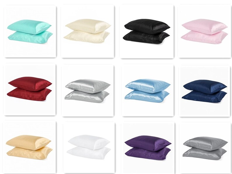Silky Soft Satin Pillowcases Pair 12 Colors Available Etsy