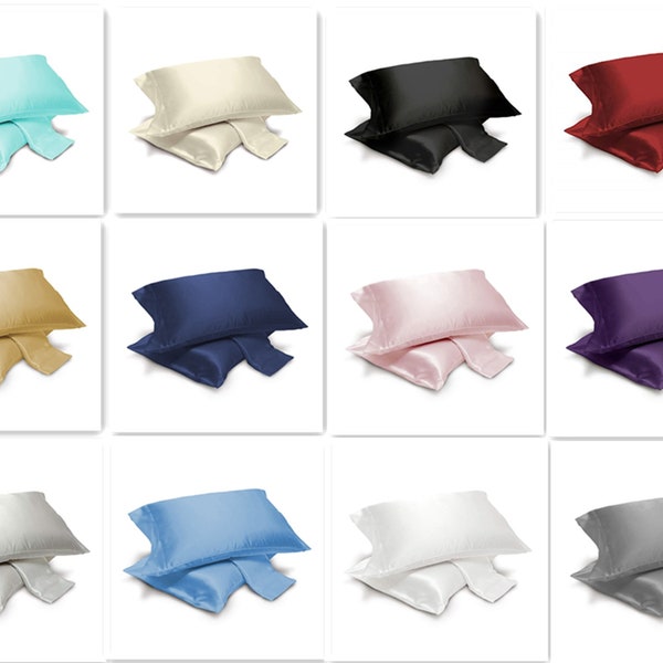 Silky Soft Zippered Satin Pillowcases - 12 Colors Available