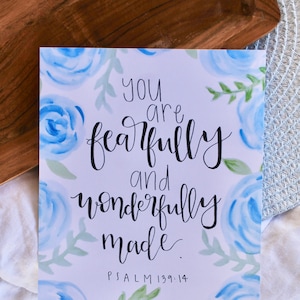 Psalm 139:14 Print || Fearfully and Wonderfully Made, Religious, Christian, Print, Home Decor