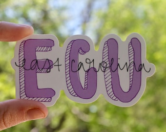 East Carolina University Sticker || Pirates, Greenville, North Carolina, ECU, Laptop and hydroflask Sticker, Purple and Yellow