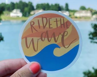 Ride the Wave Sticker || Sunset, Wave, Beach Sticker