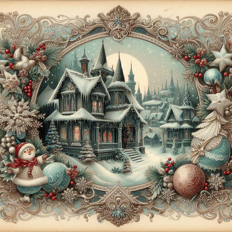 Victorian Holiday Christmas Backgrounds for Ornaments, Bust Out Canvas ...