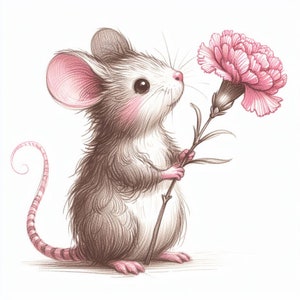 Petites souris Twinkie Moon chéries avec des fleurs