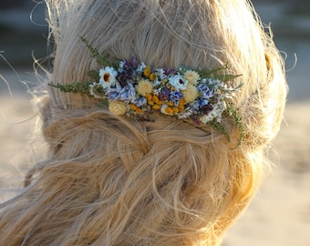 Eucalyptus hair comb with dried Yarrow and Lavender Dried Bridal bouquet / Dry Flower Wedding, Rustic Boho Brides, Bridesmaid bouquet