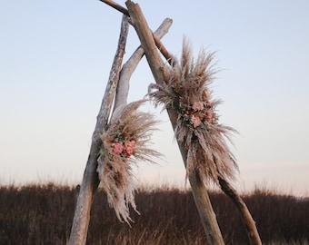 Boho Pampas Gross and Dried Peony Wedding Arch Arrangement, Home Wall Decor, Wedding Backdrop, Eucalyptus Arch, Salon Decor, Bohemian