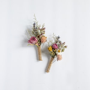 Ranunculus Dried Bridal boutonniere / Dry Flower Wedding, Rustic Boho Brides, Bridesmaid bouquet, Wildflowers Dried bouquet