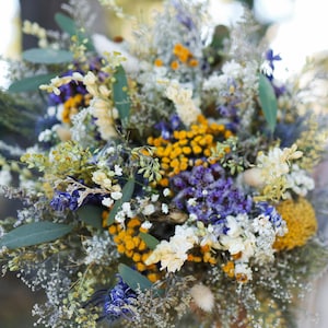 Dried Yarrow Bridal Bouquet With Eucalyptus, Daisies &amp; Lavender ...