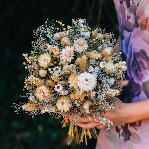 Blush Strawflower Wedding Flowers, dried bridal bouquet, Rustic Boho Brides, Bridesmaid bouquet, Wildflowers Dried bouquet