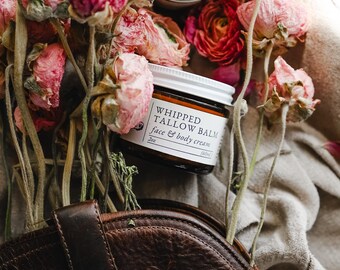 Grass-Fed Beef Whipped Tallow | Rendered Fat | Handcrafted Tallow | Small Batch & Pure | California Small Farm Tallow, Tallow Face Cream,