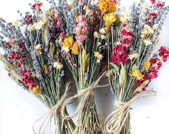 Romantic Bridal Bouquet with Dried Pink Wildflowers– Rustic Boho Wedding Flowers / Dried Bouquet for Weddings and Dried Flower Arrangements