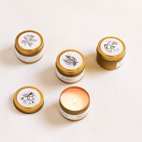 Natural Soy Wax Candles 4 Oz Soy Candle Tin Hand Poured Soy Etsy