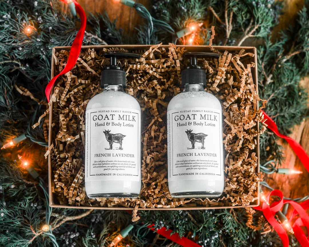 Goat Milk Lotion Duo Skincare Gift Box – Natural Face Cream, Soap