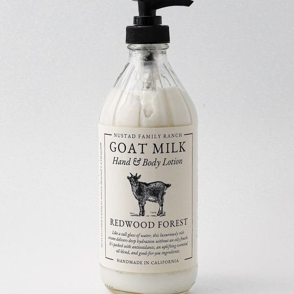 Redwood Forest Goat lotion, Goat milk lotion for body moisturizer, Hand & body Lotion with Essential Oil, Body Butter, Hand Cream