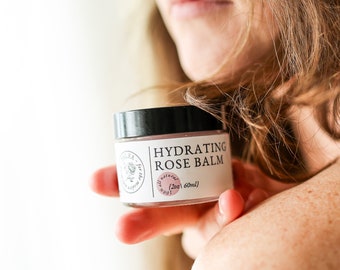 Hydrating Rose Balm for dry cracked skin | Moisturizer that works, light reflecting for a natural glow | Plastic Free ZERO WASTE