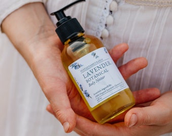 Hydrating Body Oil for Women with Organic Lavender Essential Oils, Massage Oil for Bath & Body with Sweet Almond Oil, JojoBa Oil