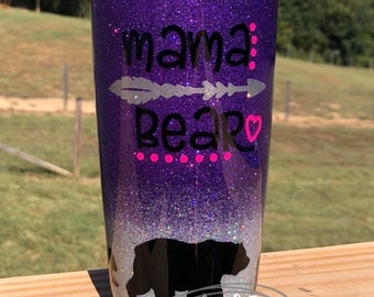 Mama Bear Glitter Tumbler | Mother's Day Tumbler | Momma | Mother | Mama | Mom