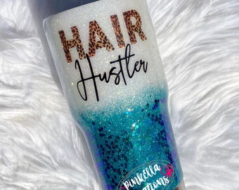 Hair Stylist Glitter Tumbler | Glitter Tumbler | Hair Hustler | Turquoise