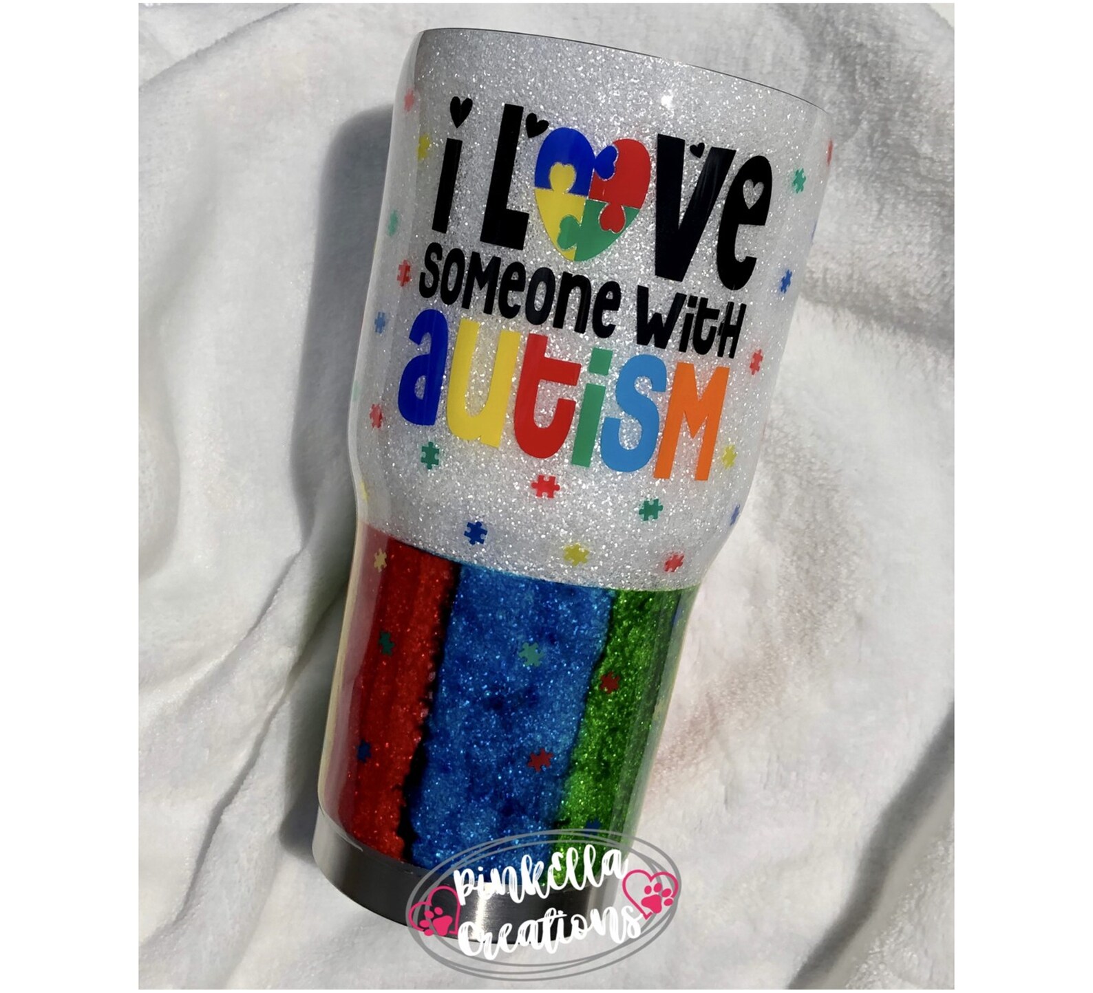 Autism Awareness Glitter Tumbler Autism Tumbler I Love Etsy