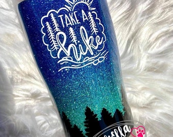 Hiking Tumbler | Glitter Tumbler | Take a Hike | Mountains | Mountain Hike | Custom Tumbler