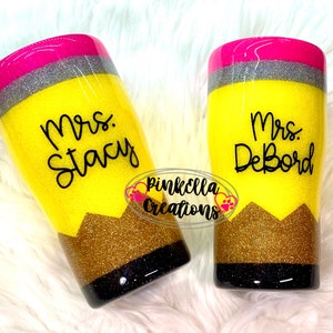 Teacher Tumbler | Glitter Tumbler | Pencil Glitter Tumbler | Teacher Gifts | Teacher Appreciation | Back to School | Personalized Tumbler