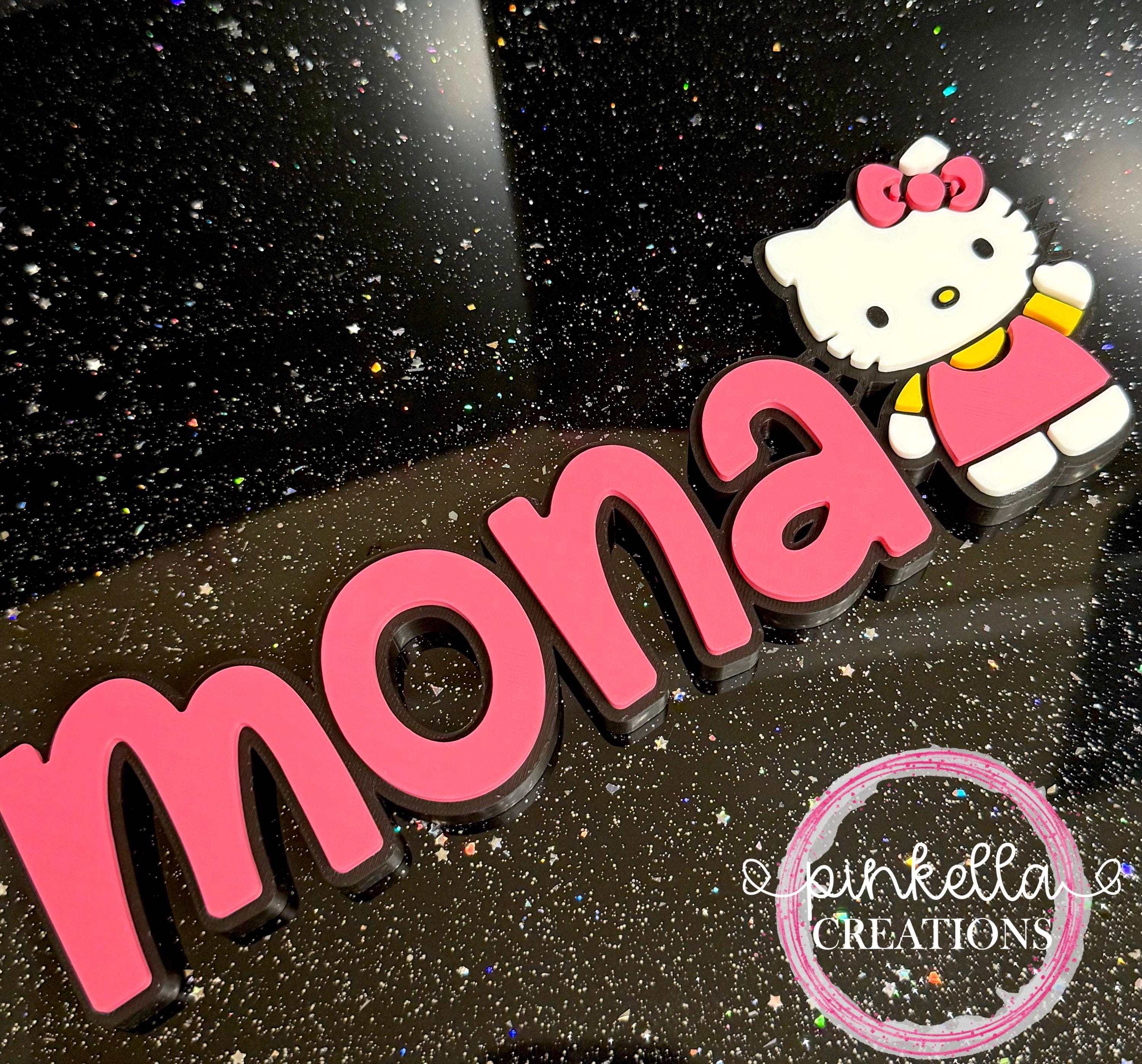 Personalized Desk Nameplate - Kitty - 3d Printed - Name Signs