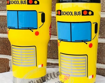 School Bus Glitter Tumbler | Bus Driver Tumbler | Tumbler