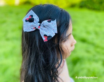 Minnie Mouse Bow, Vintage Minnie Mouse Fabric Bow, Baby Hair Bow, Toddler Hair Bow, Hair Accessories, Minnie Mouse Birthday Party, Pinwheel