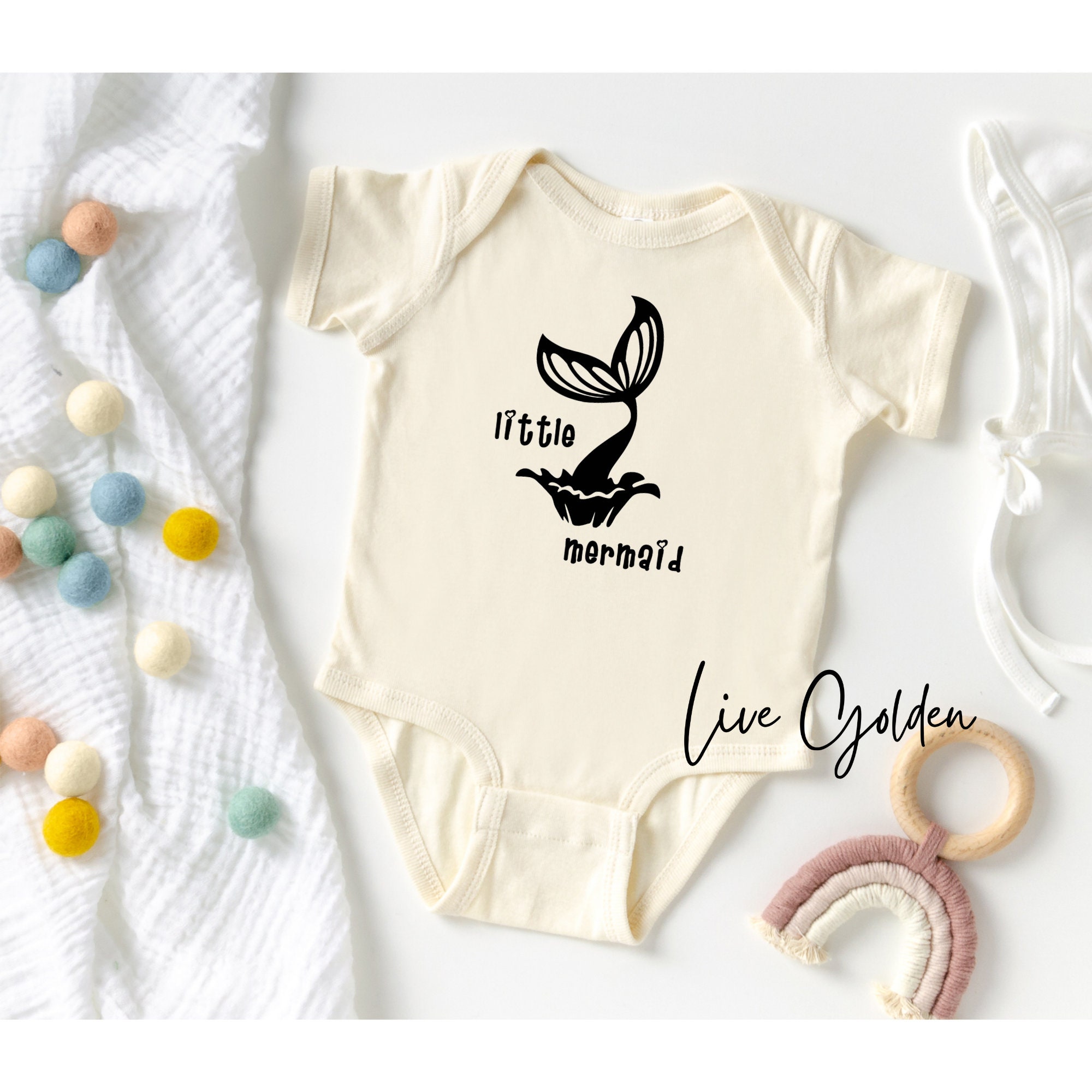 Little Mermaid Onesie Little Mermaid Bodysuit Birthday Etsy