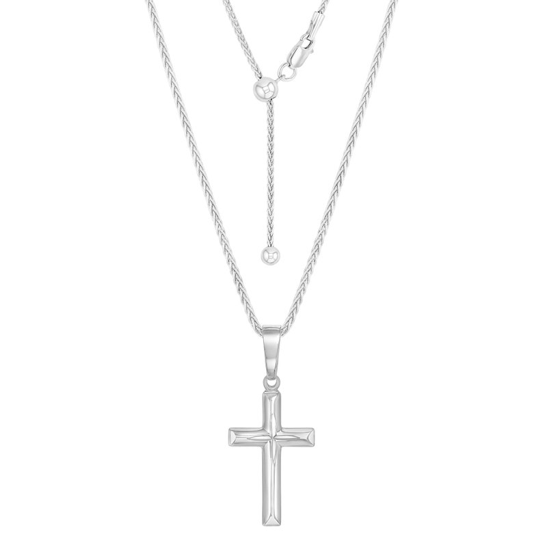 Womens Sterling Silver Cross Necklace Diamond Cut Optional Etsy