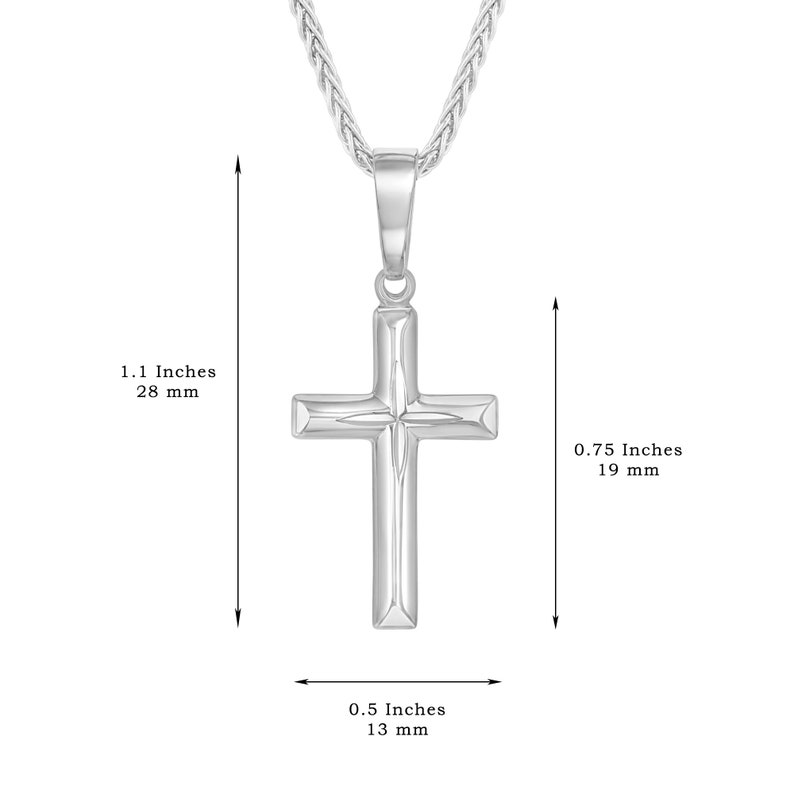 Womens Sterling Silver Cross Necklace Diamond Cut Optional Etsy