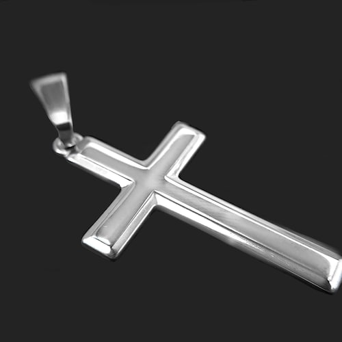 Mens Sterling Silver Domed Cross Pendant Only Etsy
