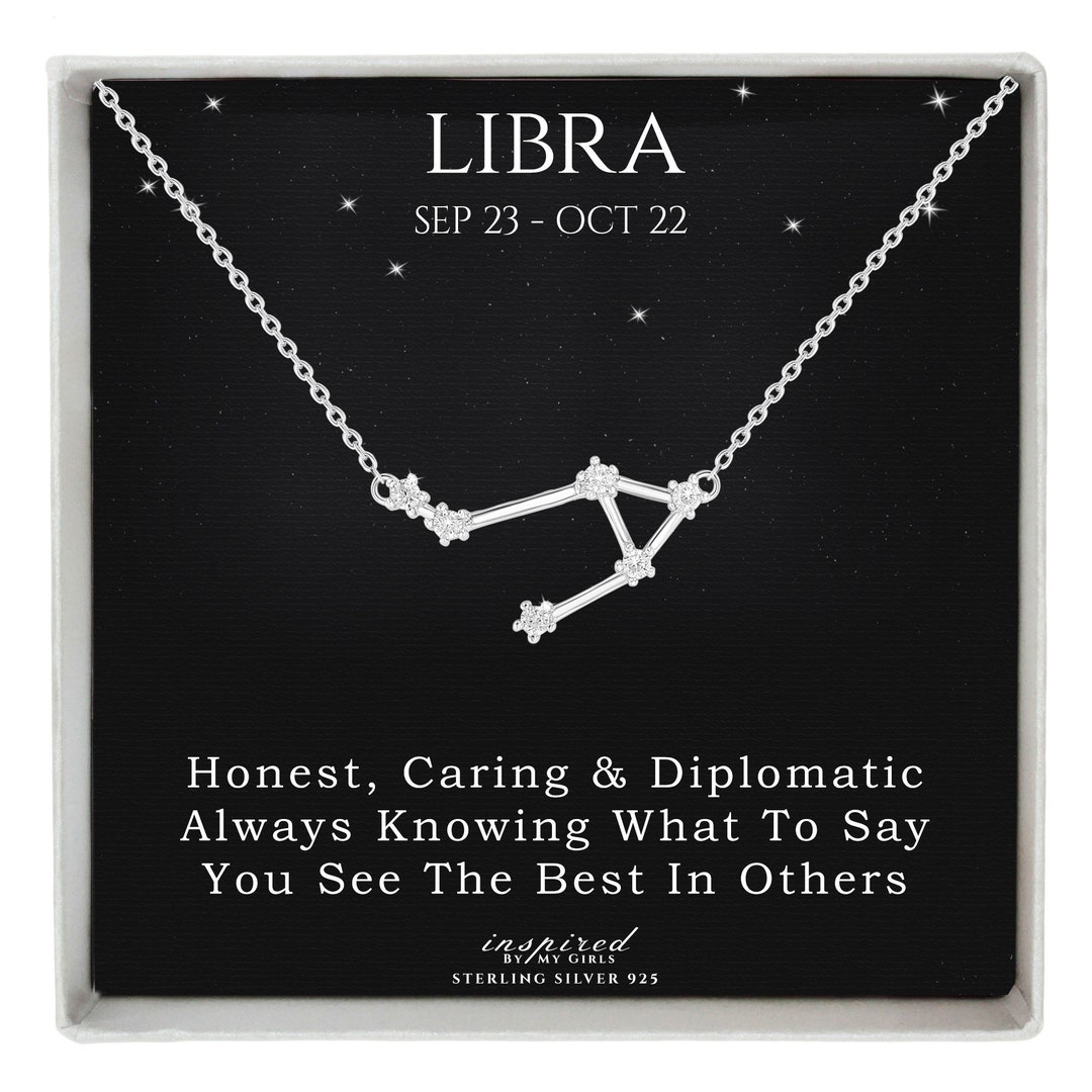 Sterling Silver Libra Constellation Necklace Gift, Zodiac Astrology ...
