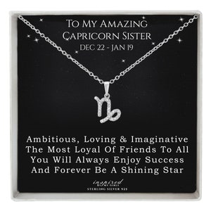 Gift For Sister, Sterling Silver Zodiac Necklace, Meaningful Keepsake Card, All Zodiac Signs Available