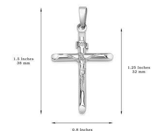 Solid Sterling Silver INRI Crucifix Cross Pendant