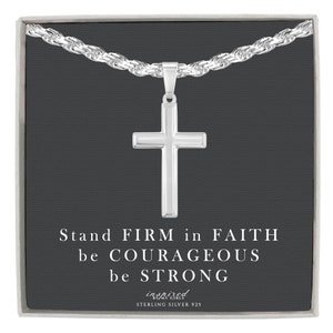 Collier croix pour homme en argent sterling avec chaîne en corde et carte souvenir significative - Cadeau prêt à offrir dans une boîte pour homme et garçon