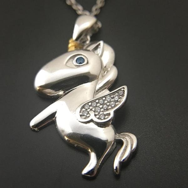 Collana Unicorno Donna, Argento 925, Ciondolo Piccolo, Gioiello Ragazza, Catena 40+5cm, Regalo Di Natale O Compleanno, Con Borsa Velluto