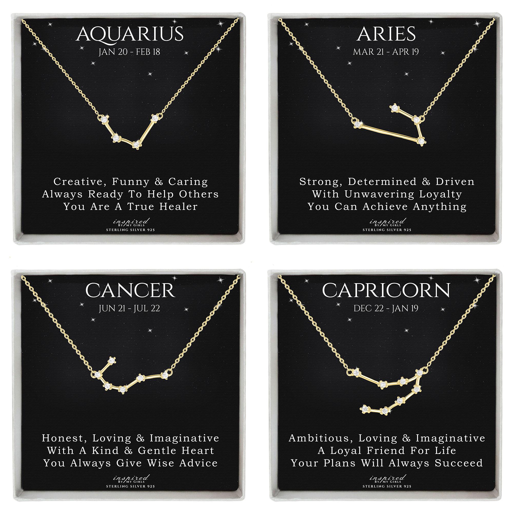 14K Gold Over Sterling Silver Constellation Necklace, Zodiac