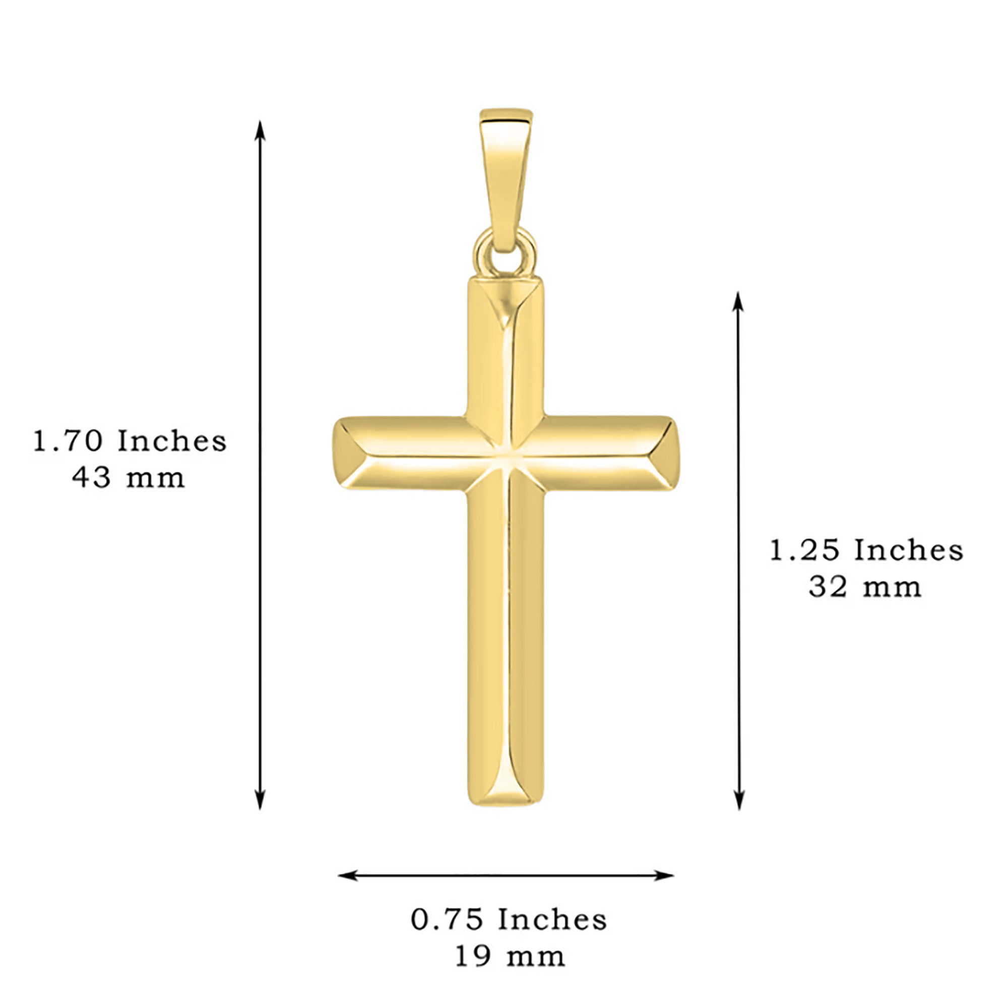 Mens Sterling Silver or 14K Gold Over Sterling Silver Domed Cross ...